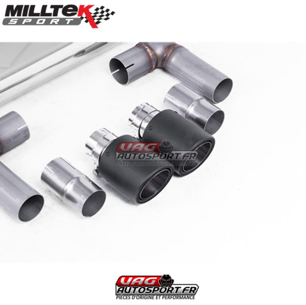 Demi-ligne (CatBack) / FAP - Sans silencieux primaire - Avec silencieux intermèdiaire - Avec silencieux arrière - Look GTI - Nécessite valance Golf MK7.5 GTI - Homologué - Sorties Dual Jet-100 Carbone - VW Golf Mk7.5 1.5 TSI Evo GT & R-Line - SSXVW523 - Milltek – Image 2