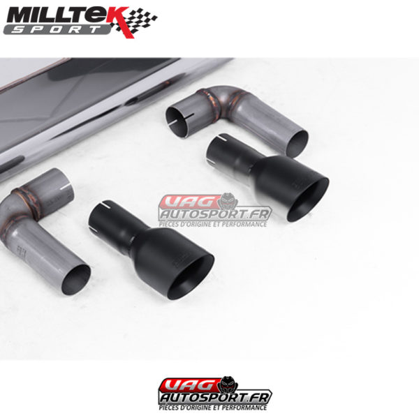 Demi-ligne (CatBack) / FAP - Sans silencieux primaire - Avec silencieux intermèdiaire - Avec silencieux arrière - Look GTI - Nécessite valance Golf MK7.5 GTI - Homologué - Sorties Dual GT100 Cerakote Black - VW Golf Mk7.5 1.5 TSI Evo GT & R-Line - SSXVW526 - Milltek – Image 2