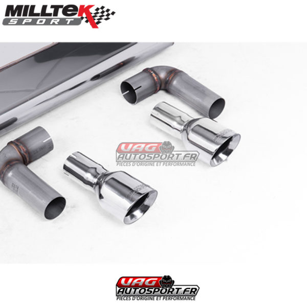 Demi-ligne (CatBack) / FAP - Sans silencieux primaire - Avec silencieux intermèdiaire - Avec silencieux arrière - Look GTI - Nécessite valance Golf MK7.5 GTI - Homologué - Sorties Dual GT100 - VW Golf Mk7.5 1.5 TSI Evo GT & R-Line - SSXVW527 - Milltek – Image 2