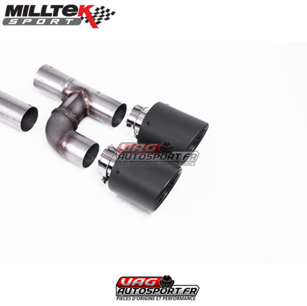 Ligne après FAP Road+ - Homologation en cours - Avec silencieux arrière - Montage obligatoire avec SSXVW691 - Sorties Jet115 Carbones - VW Golf MK8 GTI 245cv - Look Golf R 4 sorties - (Avec FAP) - (2020+) - SSXVW697 - Milltek – Image 2