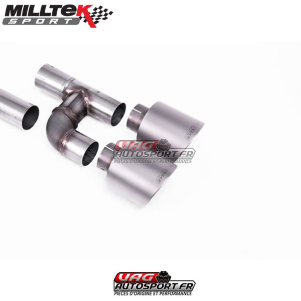 Ligne après FAP Road+ - Homologation en cours - Avec silencieux arrière - Montage obligatoire avec SSXVW691 - Sorties GT115 Titanium - VW Golf MK8 GTI 245cv - Look Golf R 4 sorties - (Avec FAP) - (2020+) - SSXVW699 - Milltek – Image 2