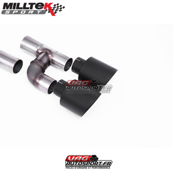 Ligne après FAP Road+ - Homologation en cours - Avec silencieux arrière - Montage obligatoire avec SSXVW691 - Sorties GT115 Noir Cerakote - VW Golf MK8 GTI 245cv - Look Golf R 4 sorties - (Avec FAP) - (2020+) - SSXVW700 - Milltek – Image 2