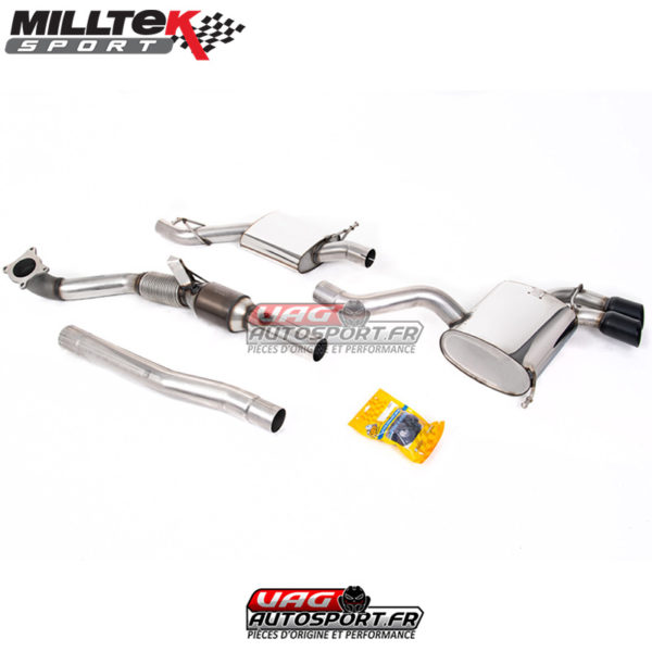 Ligne Complète - Avec Catalyseur Sport Hi-Flow - Avec intermédiaire - Sorties Twin GT80 Cerakote Black - Audi S3 2.0 T Quattro 3 Portes 8P - (2006 - 2012) - SSXAU353 - Milltek