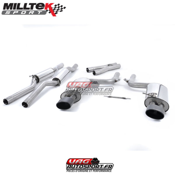 Demi-ligne (CatBack) - Avec silencieux intermédiaire - Sans Valves silencieux Arrière - Sorties Ovales Black - Audi RS4 B7 4.2 V8 Saloon Avant et Cabriolet - SSXAU060BLK - Milltek