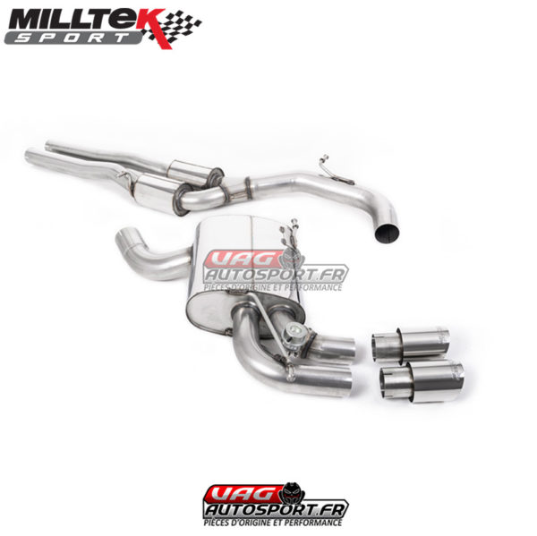 Demi-ligne (CatBack) - Avec silencieux intermédiaire et valves silencieux Ar - Homologué - Sorties GT90 - Audi RS3 Sportback S-Tronic (8P) - SSXAU277 - Milltek