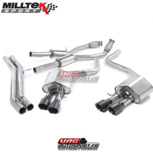 Demi-ligne (CatBack) - Avec silencieux intermédiaire - Sorties Quad GT100 Cerakote Black - Audi S8 D4 4.0 TFSI - SSXAU464 - Milltek
