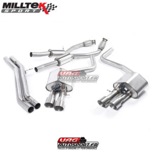 Demi-ligne (CatBack) - Avec silencieux intermédiaire - Sorties Quad GT100 Titane - Audi S8 D4 4.0 TFSI - SSXAU466 - Milltek
