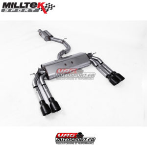 Demi-ligne (CatBack) Sorties Quad Cerakote Black - Audi S3 2.0 TFSI Quattro Saloon / Cabrio 8V/8V.2 - (Sans FAP) - SSXAU475 - Milltek