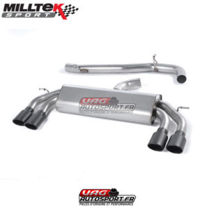 Demi-ligne (CatBack) - Sans silencieux intermédiaire - Sans Valve sur le silencieux Arrière - Sorties Quad Ovales Cerakote Black - Audi S3 2.0 TFSI Quattro 3 Portes 8V/8V.2- (Sans FAP) - SSXAU520 - Milltek