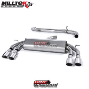 Demi-ligne (CatBack) - Sans silencieux intermédiaire - Sans Valve sur le silencieux Arrière - Sorties Quad Ovales - Audi S3 2.0 TFSI Quattro Sportback 8V/8V.2 - (Sans FAP) - SSXAU531 - Milltek