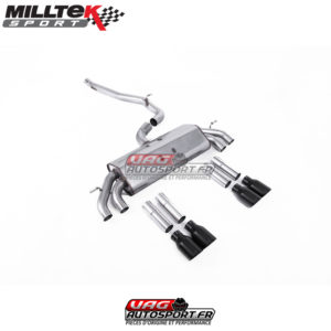 Demi-ligne (CatBack) - Sans silencieux intermédiaire - Sans Valve sur le silencieux Arrière - Sorties Quad Cerakote Black - Audi S3 2.0 TFSI Quattro Saloon / Cabrio 8V/8V.2 - (Sans FAP) - SSXAU541 - Milltek