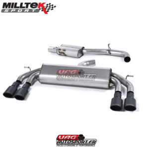 Demi-ligne (CatBack) - Avec silencieux intermédiaire - Sans Valve sur le silencieux Arrière - Sorties Quad Ovales Cerakote Black - Audi S3 2.0 TFSI Quattro Sportback 8V/8V.2 - (Sans FAP) - SSXAU549 - Milltek