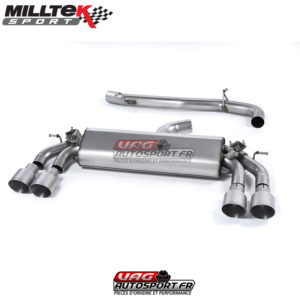 Demi-ligne (CatBack) - Sans silencieux intermédiaire - Sorties Quad GT100 Titane - VW Golf MK7 R 2.0 TSI EA888.3 300cv - 76.2mm - SSXVW405 - Milltek