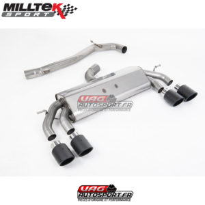 Demi-ligne (CatBack) - Sans silencieux intermédiaire - Sans Valve sur le silencieux Arrière - Sorties Quad Jet-100 Carbone - VW Golf MK7.5 R 2.0 TSI 310cv - (Sans FAP) - (2017+) - SSXVW591 - Milltek