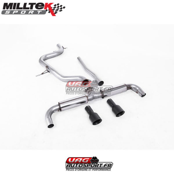 Ligne après filtre à particules - Sans silencieux intermédiaire - Ligne Race 76 mm - Look MK6 GTI - Necessite Valance GTI - Sorties GT100 Black - VW Golf Mk6 GT 2.0 TDI 170cv - (2009 - 2014) - SSXVW189 - Milltek