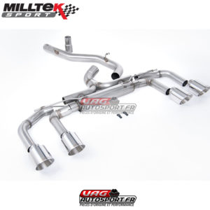 Ligne après FAP - Sans silencieux central - Silencieux arrière Race - Sans valves sur silencieux arrière - Sorties GT115 Chrome - VW Golf Mk8 R 2.0 TSI 320PS - (Avec FAP) - (2020+) - SSXVW703 - Milltek