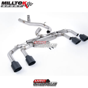 Ligne après FAP - Sans silencieux central - Silencieux arrière Race - Sans valves sur silencieux arrière - Sorties GT115 Noir Cerakote - VW Golf Mk8 R 2.0 TSI 320PS - (Avec FAP) - (2020+) - SSXVW705 - Milltek
