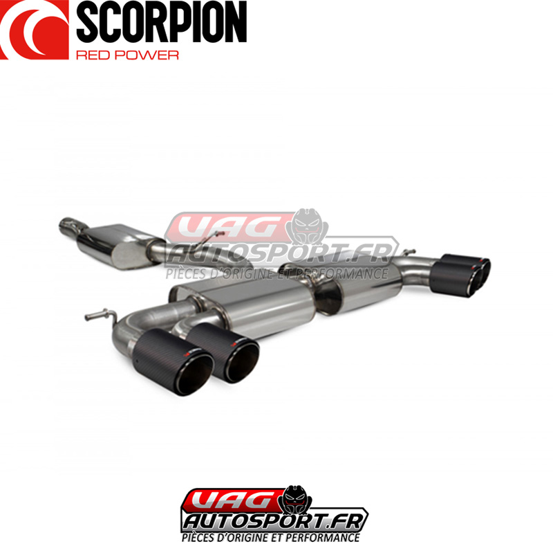 Demi-ligne d’échappement avec silencieux et sorties Ascari – VW Golf 8R 2.0 TSi – SVW066CF – Scorpion