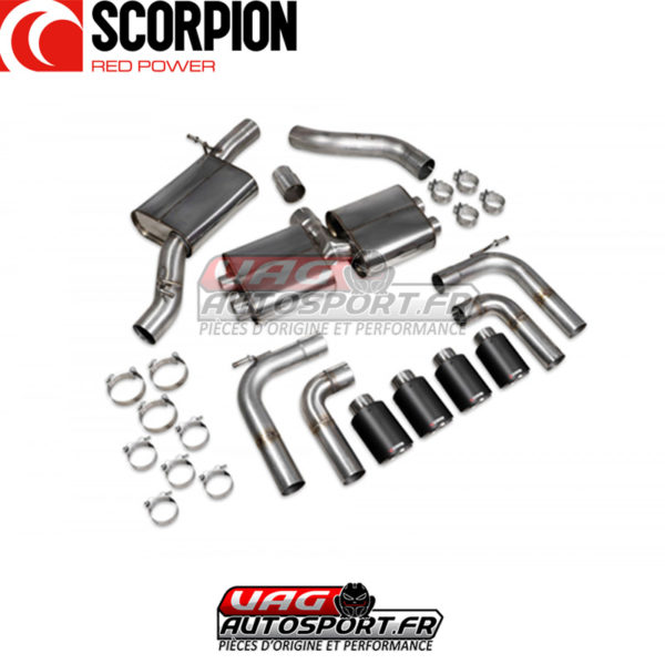Demi-ligne / cat-back apres FAP avec silencieux sans valves - Audi S3 8V2 2.0 TSI EA888.3 FAP (2019 2020) - SAU097CF - Scorpion – Image 3