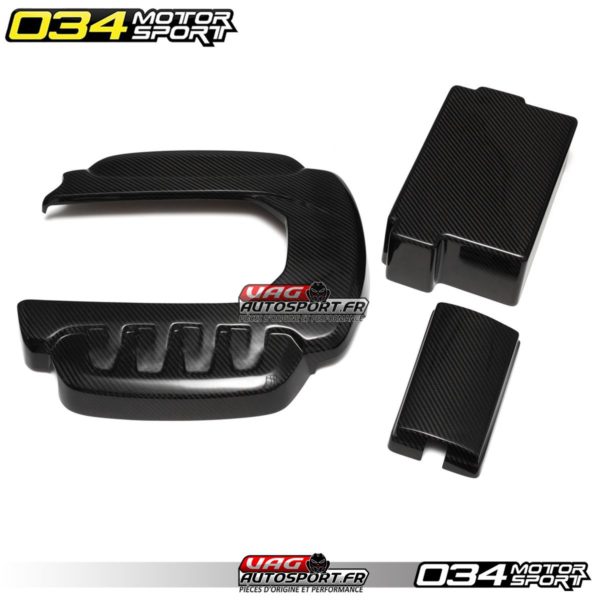 Kit de caches carbone 034Motorsport pour moteur, batterie et boîte à fusibles, Audi S3 8V (Réf. : 034-1ZZ-1000)