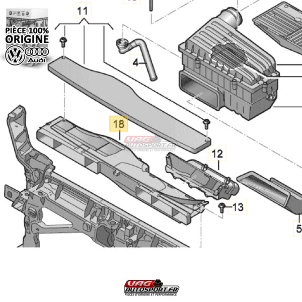 Guidage d'air supérieur pour moteur original VW - Référence 5Q0129254B / 5Q0129254J – Image 4