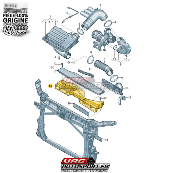 Guidage d'air supérieur pour moteur original VW - Référence 5Q0129254B / 5Q0129254J – Image 2