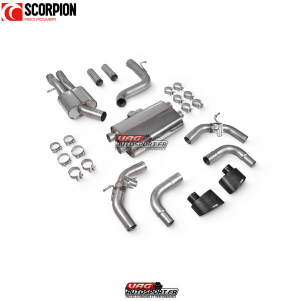 Catback inox avec intermédiaires et valves d'échappement - Audi RS3 8V Pre-Facelift - SAU106CF - Scorpion – Image 2