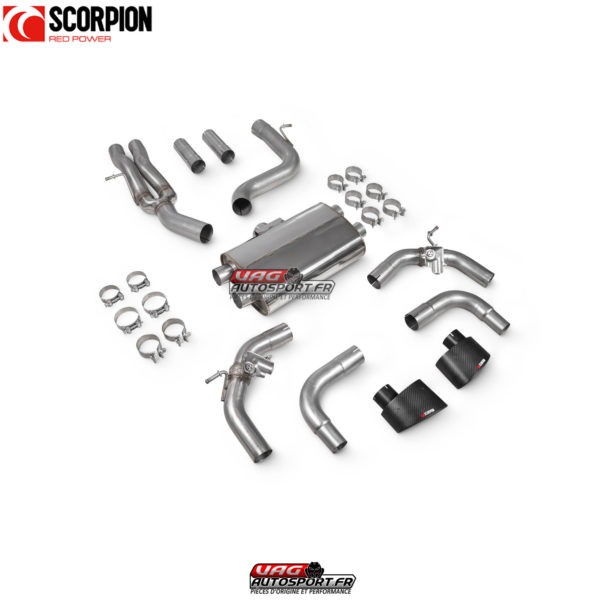 Demi ligne - cat-back non résonné avec valves - Audi RS3 8V Pre-Facelift - SAUS106CF - Scorpion – Image 2