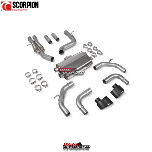 Demi ligne - cat-back non résonné sansvalves - Audi RS3 8V Pre-Facelift - SAUS107CF - Scorpion – Image 2