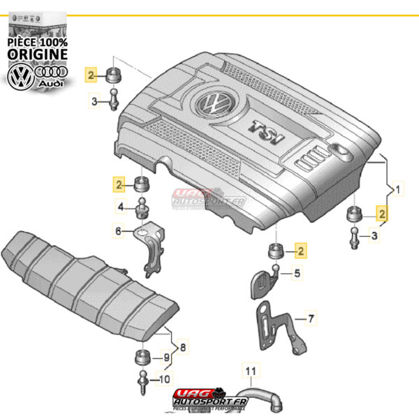 Rotule pour cache moteur - TFSI EA888 GEN3 - 06J103226A - – Image 3