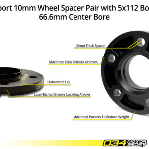 Paire d'Entretoises de Roue, 15mm, Audi ET BMW 5x112mm avec Alésage Central de 66.6mm - 034-604-7005 - 034Motorsport
