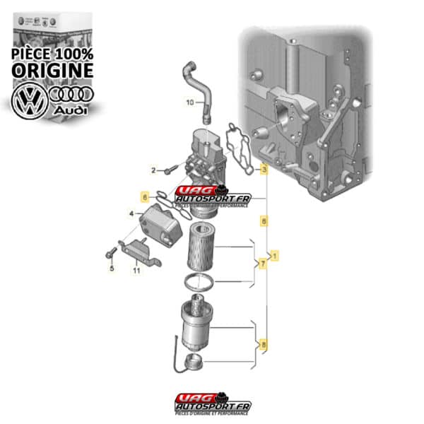 Support de Filtre à huile pour moteur 2.0 TFSI EA113 - 06F115397L - Pièce 100% origine Volkswagen / Audi – Image 4
