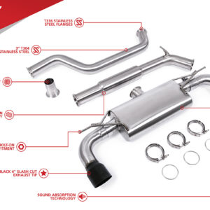 Système d'échappement Cat-Back Unitronic pour MK7 & MK7.5 GTI, Embouts Noirs - UH046-EXA